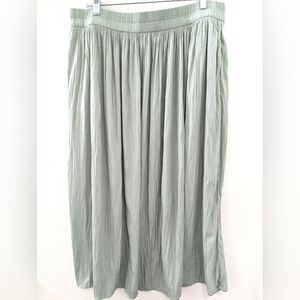 Chicos Pleated Pull On Maxi Skirt Light Green NWOT 3 XL